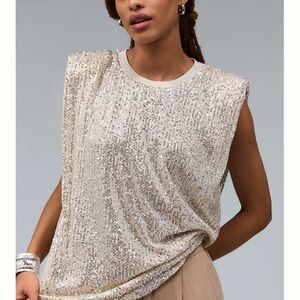 Anthropologie Endless Rose Sleeveless Sequin Top